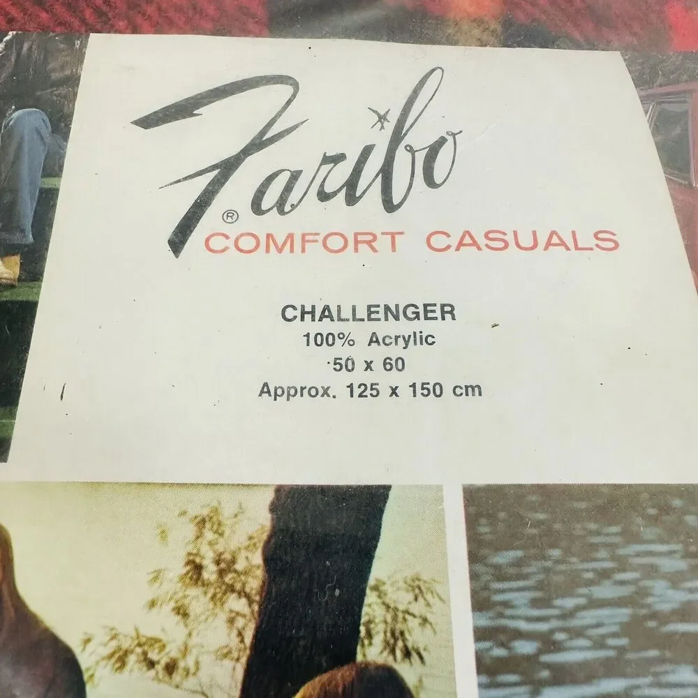 Vintage Faribo Comfort Challenger 100% Acrylic Throw Blanket Fringe 50 x 60 New‎